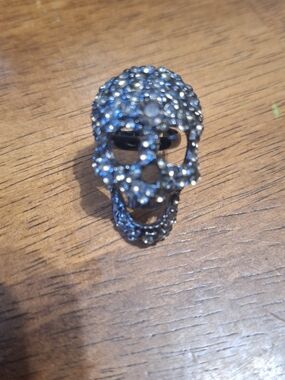 Crystal Skull Statement Ring - Silver-Tone
